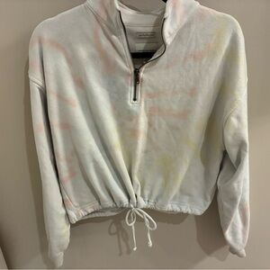American Eagle Outfitters Pastel Tie-Dye Quarter-Zip Hoodie